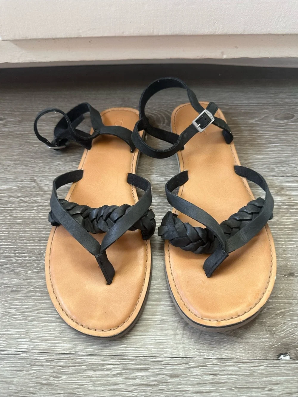 Toms Black Braided Ankle-Strap Sandals - Picture 3 of 7